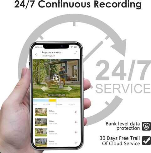 كاميرا Rraycom 2K WiFi Security Cloud للأماكن الخارجية/المنزل، كاميرا IP لاسلكية 3 ميجابكسل (مكون إضافي) مع رؤية ليلية، كشف الحركة، مقاومة للماء IP66، تخزين سحابي، متوافقة مع مساعد Alexa/G-oogle in Kuwait