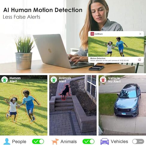 كاميرا Rraycom 2K WiFi Security Cloud للأماكن الخارجية/المنزل، كاميرا IP لاسلكية 3 ميجابكسل (مكون إضافي) مع رؤية ليلية، كشف الحركة، مقاومة للماء IP66، تخزين سحابي، متوافقة مع مساعد Alexa/G-oogle in Kuwait