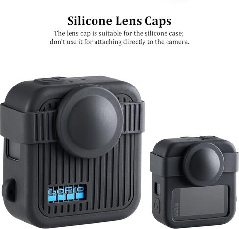 حافظة من السيليكون من HSU لجهاز GoPro Max2، حافظة جسم من السيليكون الناعم مع غطاء عدسة وحبل، مجموعة ملحقات GoPro Max 2 (أسود) in Kuwait