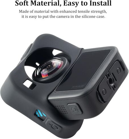 حافظة من السيليكون من HSU لجهاز GoPro Max2، حافظة جسم من السيليكون الناعم مع غطاء عدسة وحبل، مجموعة ملحقات GoPro Max 2 (أسود) in Kuwait