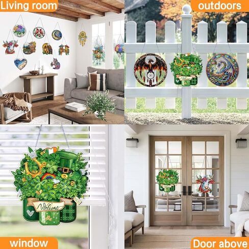 GOUOYANA Diamond Art Hanging Kit for Adult,Special Shaped Rhinestone,DIY Acrylic 5D Diamond Art Painting Window Pendants Home Garden Wall Hanging Kits Hanging Ornament,Double Sided. (Dragon) in Kuwait