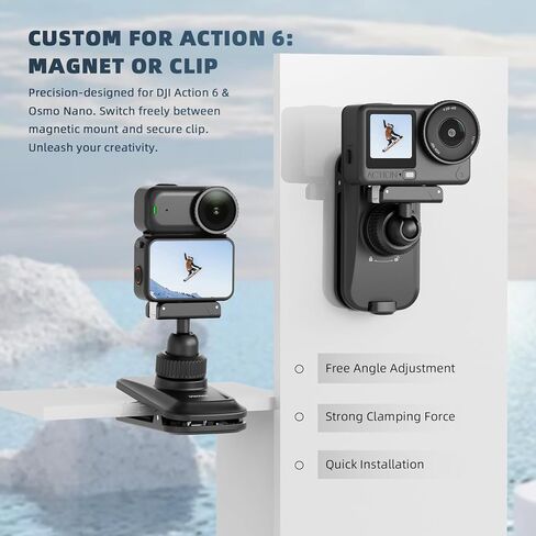BRDRC حقيبة ظهر مغناطيسية لتثبيت DJI Action 6 Nano، حزام حقيبة تثبيت مغناطيسي سريع الفك مضاد للانزلاق حزام كتف لملحقات DJI Osmo Action 6 Nano in Kuwait