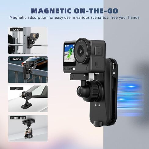 BRDRC حقيبة ظهر مغناطيسية لتثبيت DJI Action 6 Nano، حزام حقيبة تثبيت مغناطيسي سريع الفك مضاد للانزلاق حزام كتف لملحقات DJI Osmo Action 6 Nano in Kuwait