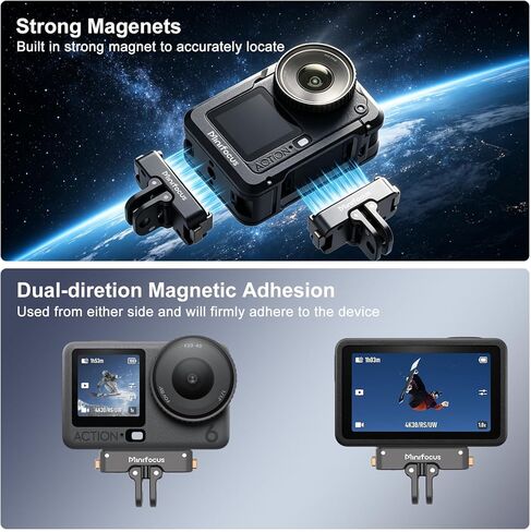حامل محول مغناطيسي سريع الفك لـ DJI Osmo Nano/Osmo Action 6، دعامة قاعدة توسيع من الألومنيوم ثنائي الاتجاه مع فتحة لولبية 1/4 بوصة، مخالب مزدوجة قابلة للطي لملحقات كاميرا DJI Osmo Action in Kuwait