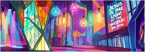 Marspark VBS 2026 ديسكو قوس قزح مرحلة خلفية 18 × 6 قدم يسوع هو ضوء خلفية موضوع العالم مع 10 متر الشريط النيون الإضاءة تحت عنوان الزينة لأحداث الكنيسة 2026 VBS in Kuwait