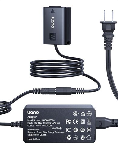 طقم محول طاقة تيار متردد للبطارية الدمية من llano NP-FW50 لـ A6000 A6400 ZV-E10 A7II A6100 A6500 A6300 A7 A7R A7RII A7S A5000 A5100 مزود طاقة مستمر لتصوير الاستوديو in Kuwait