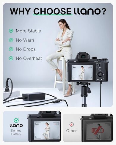 طقم محول طاقة تيار متردد للبطارية الدمية من llano NP-FW50 لـ A6000 A6400 ZV-E10 A7II A6100 A6500 A6300 A7 A7R A7RII A7S A5000 A5100 مزود طاقة مستمر لتصوير الاستوديو in Kuwait
