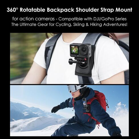 Action Camera Backpack Strap Mount for DJI OSMO 360 Nano Pocket 4 3 Action 6 5 Pro 4 3, Insta360 ACE Pro 2/1 X5 GO Ultra 3 3S, Shoulder Strap Clip Holder Adapter Base for GoPro Max 13 12 11 10 in Kuwait