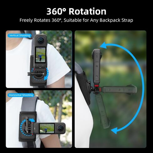 Action Camera Backpack Strap Mount for DJI OSMO 360 Nano Pocket 4 3 Action 6 5 Pro 4 3, Insta360 ACE Pro 2/1 X5 GO Ultra 3 3S, Shoulder Strap Clip Holder Adapter Base for GoPro Max 13 12 11 10 in Kuwait