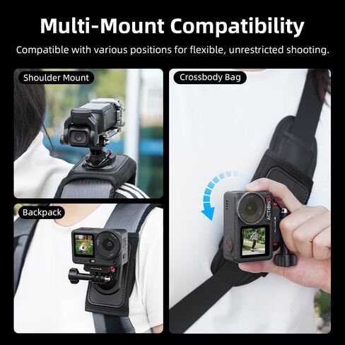 Action Camera Backpack Strap Mount for DJI OSMO 360 Nano Pocket 4 3 Action 6 5 Pro 4 3, Insta360 ACE Pro 2/1 X5 GO Ultra 3 3S, Shoulder Strap Clip Holder Adapter Base for GoPro Max 13 12 11 10 in Kuwait