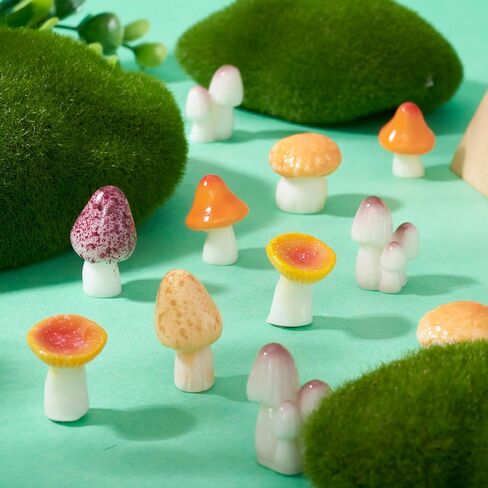 30Pcs Mushroom Series Resin Display Decorations for Home Office Decoration Mixed 6 Styles Mushroom Shape Ornament Pretending Prop Decorations in Saudi Arabia