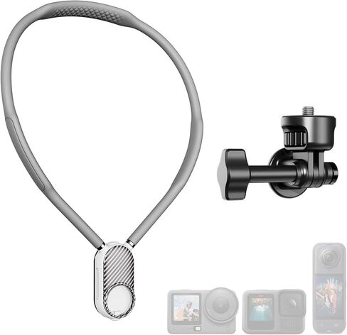 حامل للرقبة مع وسادة هوائية لـ GoPro Hero 13/12/11/10/9، لـ Insta 360 X5/X4/Ace Pro 2، لكاميرات DJI Nano Osmo 360/Action 6/5 Pro/4/3، زر سريع التحرير بنقرة واحدة لمدونات الفيديو POV بدون استخدام اليدين in Kuwait