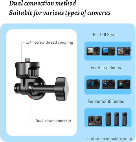 حامل للرقبة مع وسادة هوائية لـ GoPro Hero 13/12/11/10/9، لـ Insta 360 X5/X4/Ace Pro 2، لكاميرات DJI Nano Osmo 360/Action 6/5 Pro/4/3، زر سريع التحرير بنقرة واحدة لمدونات الفيديو POV بدون استخدام اليدين in Kuwait