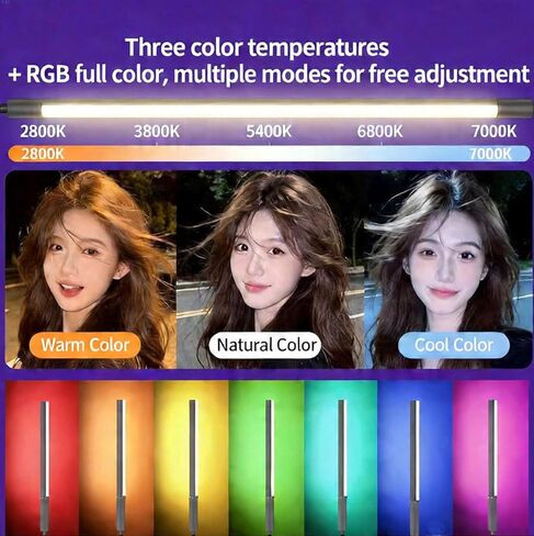 عصا إضاءة LED محمولة باليد RGB ضوء فيديو 2800K-7000K ضوء ملء محمول مع 7 تأثيرات ضوئية مخرج مستمر للتصوير الفوتوغرافي أنبوب التحرير والسرد in Kuwait