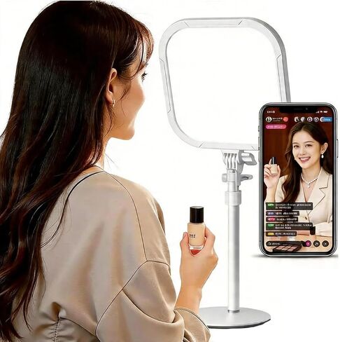 إضاءة LED مع حامل لمكالمات الفيديو المكتبية، وإضاءة مؤتمرات تكبير بإضاءة حافة ملونة لتسجيل بث الهاتف وكاميرا الويب والكمبيوتر المحمول in Kuwait