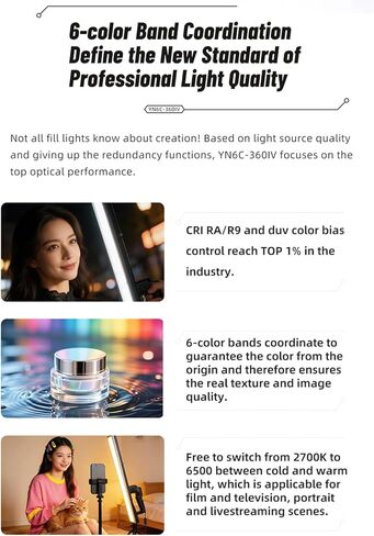 Yunseity LED Video Light، RGB Handheld Stick Light 24W 2700K 6500K تصوير فوتوغرافي قابل للتعديل مع CRI 95 ووضع HSI، لبث الفيديو المباشر وإنتاج الأفلام in Kuwait