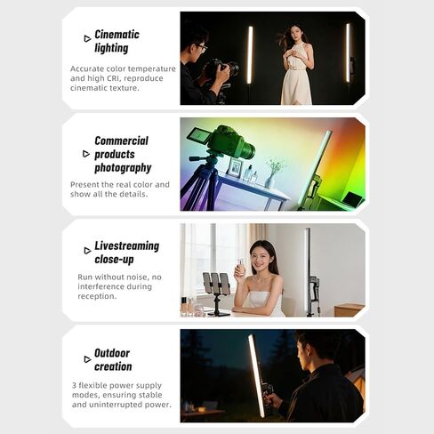 Yunseity LED Video Light، RGB Handheld Stick Light 24W 2700K 6500K تصوير فوتوغرافي قابل للتعديل مع CRI 95 ووضع HSI، لبث الفيديو المباشر وإنتاج الأفلام in Kuwait