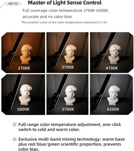 Yunseity LED Video Light، RGB Handheld Stick Light 24W 2700K 6500K تصوير فوتوغرافي قابل للتعديل مع CRI 95 ووضع HSI، لبث الفيديو المباشر وإنتاج الأفلام in Kuwait