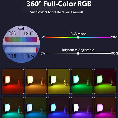 LICAEVEY 10W RGB Video Light، 84 LED CRI95+ 1800K-9000K 2600mAh ضوء ملء قابل لإعادة الشحن، أضواء كاميرا محمولة لمدونات الفيديو، الصور الشخصية، التصوير الفوتوغرافي، صندوق مغناطيسي مغناطيسي، K10RGB in Kuwait