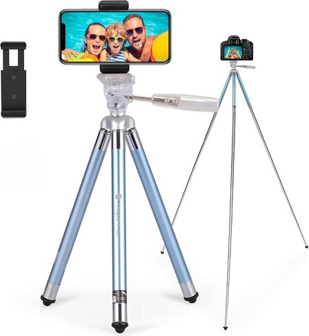 Fotopro 40 Inch Phone Tripod Lightweight Travel Tripod for Camera with Phone Mount Portable Vlogging Video Blue FY-583 in Kuwait