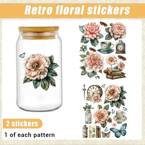 Flowers and Plants Stickers Vintage Floral Decals Aesthetic Scrapbook Stickers Waterproof Laptop Water Bottle Luggage(Multicolor) in Saudi Arabia
