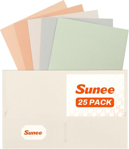 مجلدات SUNEE مع جيوب (25 حزمة، ألوان متنوعة)، مجلدين جيب يناسبان ورق بحجم الحروف، مجلد ملفات ورقية للمدرسة والمكتب المنزلي والأعمال التجارية in Kuwait