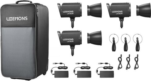 Litemons LA150R RGB LED Monolight (مجموعة 3 مصابيح، أسود) in Kuwait