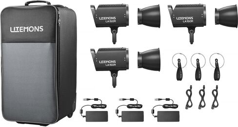 Litemons LA150R RGB LED Monolight (مجموعة 3 مصابيح، أسود) in Kuwait