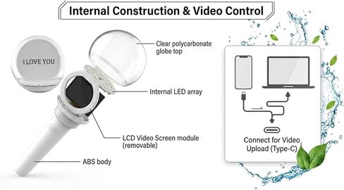 عصا إضاءة LED لحفلات Kpop، عصا توهج متغيرة اللون مع عرض للصور، RGB متعدد الألوان، قابلة لإعادة الشحن in Kuwait