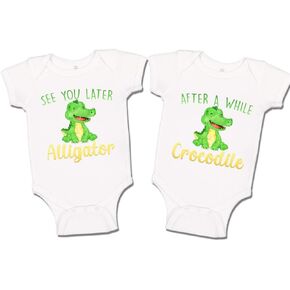 See You Later Alligator Baby Bodysuit/Toddler T-Shirt Matching Set for Twins Siblings Or Cousins in Kuwait