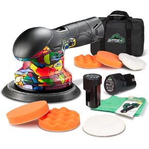 BATOCA - Cordless Car Buffer Polisher - 2pcs 2.0Ah 12V Lithium-ion Rechargeable Battery Powered Brushless Polisher with 6 Variable Speed, DA Orbital Buffer for Car Detailing, Polishing, Waxing in Kuwait