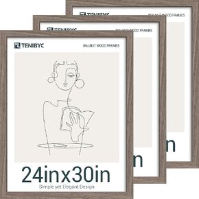 5x7 Picture Frame 3 Pack with HD Glass - Brown Walnut, Natural Wood Photo Frame, Table Decoration in Saudi Arabia