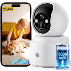كاميرا Noonkey 4MP WiFi لأمن المنزل، كاميرا مراقبة لاسلكية داخلية مع بطارية قابلة لإعادة الشحن، 5G&2.4G WiFi6، كشف حركة AI، صوت ثنائي الاتجاه، رؤية ليلية ملونة، دعم Alexa، 3K/1-Pack in Kuwait