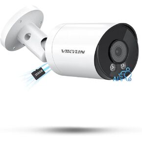 VIKYLIN 4K 8MP Starlight PoE IP Camera Outdoor, 8MP Bullet PoE Camera with AI Human Vehicle Detection, 2.8mm Lens, Built-in Mic, MicroSD 256GB, WDR, IP67, Blue Iris, NDAA Compliant in Kuwait