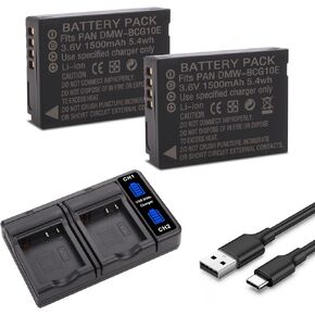 2 Pack DMW-BCG10 DMW-BCG10E DMW-BCG10PP Battery with Fast Charger for Panasonic Lumix DMC-ZR1, ZR3, ZS3, ZS5, ZS6, ZS7, ZS8, ZS10, ZS15, ZS19, ZS20, ZS25, TZ7, TZ10, TZ19, TZ20, TZ30 in Kuwait