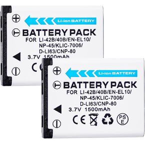 (ترقية) بطارية NP-45 (1500 مللي أمبير) متوافقة مع Fujifilm NP-45A، NP-45B، NP-45S FinePix XP20 XP30 XP50 XP60 T500 T510 T550 JX520 JX550 JX700 JX710 JZ700 J100 J120 J210 J250 in Saudi Arabia