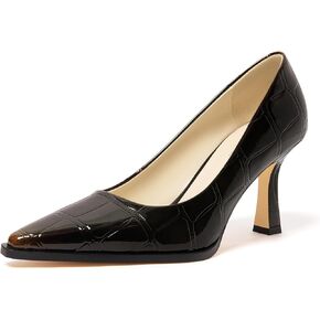 Womens Pump Shoes, Pointed Toe High Heel Dress Shoes for Women, Croc-Embossed Patent Shoes 3.1" in Saudi Arabia