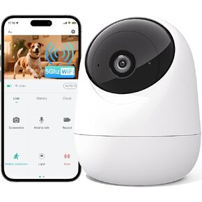 2K Security Indoor Camera for Baby Monitor 5G&2.4G WiFi, Pan/Tilt Camera with Sound Detection, Motion Detection, 2-Way Audio, Siren, Night Vision, Cloud & SD Card Storage, Works w/Alexa in Kuwait