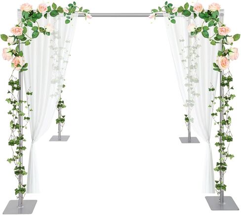 10ft Adjustable 4 Post Wedding Backdrop Stand, Canopy Chuppah Mandap Hardware Kit, Outdoor Party Backdrop Stand, Photography Photo Booth Display Support Studio Kit for Ceremony Events Decoration in Kuwait