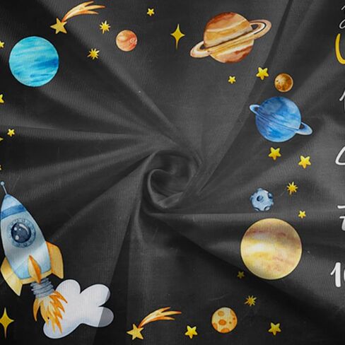 Outer Space Themed Baby Monthly Milestone Blanket Planet Cosmic Print Newborn First Year Growth Mat Baby Shower Memory Picture Recording Blanket 60"x40" with Frame in Kuwait