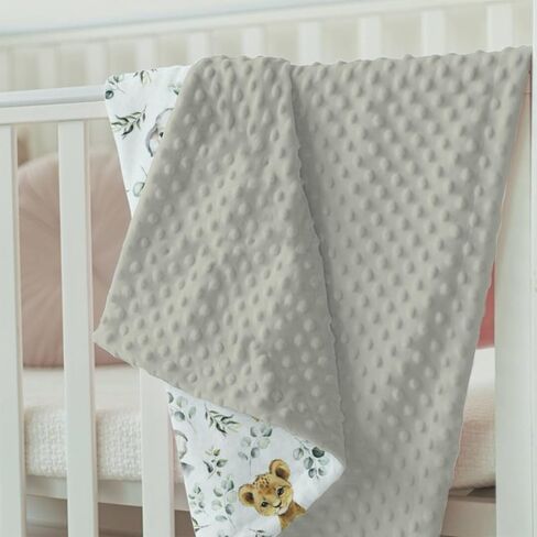 Safari Jungle Animals Baby Blankets Girl Boy 30 x 40, Green Eucalyptus leaf Soft Double Layer Minky Blanket Dotted Fleece Back, Nursery Bed Receiving Quilt Newborn Infant Toddler Shower Gift in Saudi Arabia