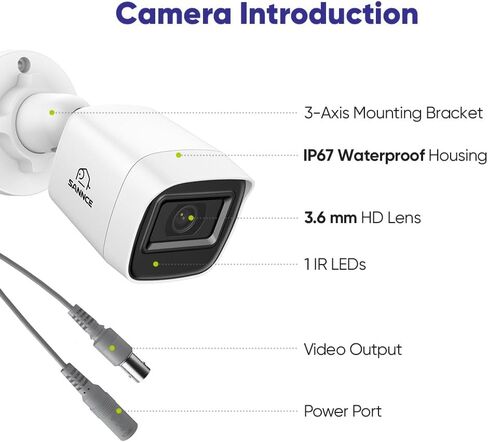 SANNCE 8CH Full 1080P نظام كاميرا الأمن CCTV كاميرا للرؤية الليلية كاميرات مراقبة، IP66 مانعة لتسرب الماء in Kuwait