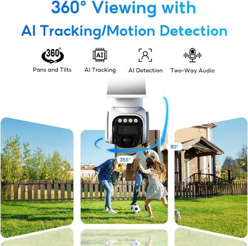 4G LTE Cellular Security Camera No Internet Needed, Solar No WiFi Security Camera Outdoor Wireless with SIM Card, 2K Color Night Version, 360 Live View, Motion Detection, 2-Way Audio in Kuwait