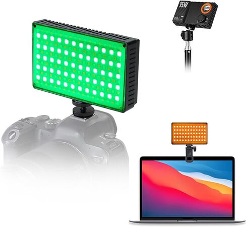 banapoy RGB ملء الضوء، قابلة للشحن 15W 168 LED 1800K-9000K ضوء فيديو عاكس للضوء، مدونة فيديو مع بطارية 2600 مللي أمبير في الساعة من النوع C لشحن التصوير الفوتوغرافي ومدونات الفيديو وصور حفلات الزفاف للأطفال in Kuwait