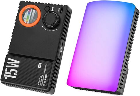 banapoy RGB ملء الضوء، قابلة للشحن 15W 168 LED 1800K-9000K ضوء فيديو عاكس للضوء، مدونة فيديو مع بطارية 2600 مللي أمبير في الساعة من النوع C لشحن التصوير الفوتوغرافي ومدونات الفيديو وصور حفلات الزفاف للأطفال in Kuwait