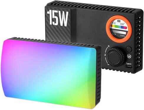 banapoy RGB ملء الضوء، قابلة للشحن 15W 168 LED 1800K-9000K ضوء فيديو عاكس للضوء، مدونة فيديو مع بطارية 2600 مللي أمبير في الساعة من النوع C لشحن التصوير الفوتوغرافي ومدونات الفيديو وصور حفلات الزفاف للأطفال in Kuwait