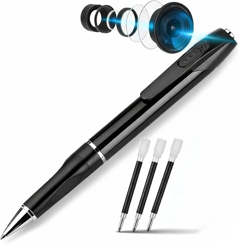 1080P HD Pen Camera with Audio – Mini Body Cam for Home Security & Nanny Monitoring | Discreet Micro Camera for Meetings & Lectures | One-Click Recording, 32GB SD Card Included in Kuwait