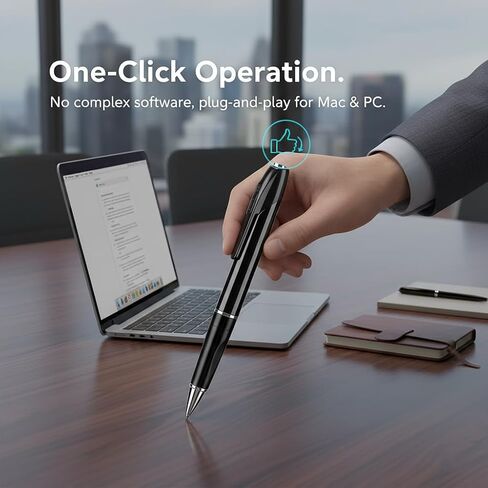 1080P HD Pen Camera with Audio – Mini Body Cam for Home Security & Nanny Monitoring | Discreet Micro Camera for Meetings & Lectures | One-Click Recording, 32GB SD Card Included in Kuwait