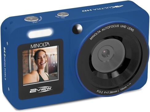 Minolta MND33 2VIEW 64 Megapixels AF Digital Camera with 4K UHD Video and Dual Front & Rear LCD (Teal) in Saudi Arabia
