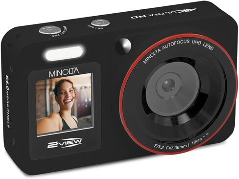 Minolta MND33 2VIEW 64 Megapixels AF Digital Camera with 4K UHD Video and Dual Front & Rear LCD (Teal) in Saudi Arabia